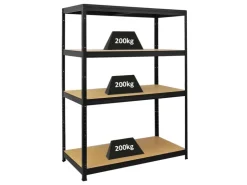PROREGAL Schwerlastregal Big Elephant HxBxT 160 x 120 x 60 cm Fachlast 200kg Schwarz* Schwerlastregal
