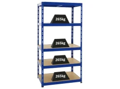 PROREGAL Schwerlastregal Tiger HxBxT 180 x 90 x 60 cm Fachlast 265 kg 5-Ebenen* Metallregale|Kellerregale