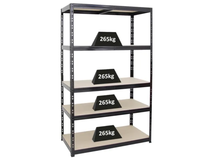 PROREGAL Schwerlastregal Giant Tiger HxBxT 200 x 120 x 60 cm Fachlast 265 kg 5-Ebenen Schwarz