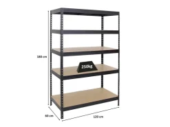 PROREGAL Schwerlastregal Rivet HxBxT 180 x 120 x 60 cm Fachlast 250 kg Innovatives Stecksystem