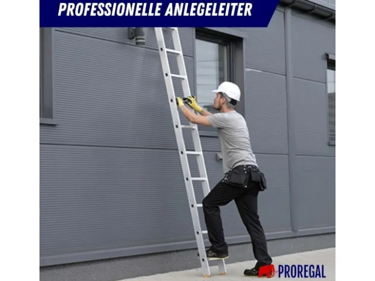 PROREGAL Sprossen-Anlegeleiter Economy Plus Ohne Traverse 9 Sprossen Arbeitshöhe 3,46 m Traglast 150 kg* Klapptritte
