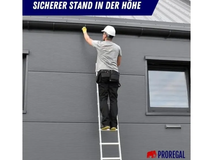 PROREGAL Sprossen-Anlegeleiter Economy Plus Ohne Traverse 9 Sprossen Arbeitshöhe 3,46 m Traglast 150 kg* Klapptritte