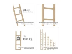PROREGAL Sprossen-Anlegeleiter Holz Ohne Traverse 8 Sprossen* Leitern