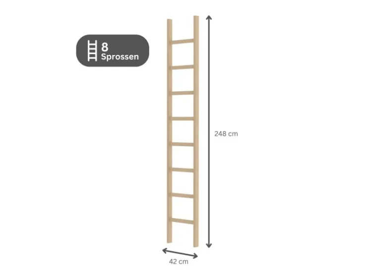 PROREGAL Sprossen-Anlegeleiter Holz Ohne Traverse 8 Sprossen* Leitern