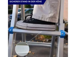 PROREGAL Sprossen-Mehrzweckleiter APOLLO 3-In-1 Aluminiumleiter 4x4 Sprossen Bis Zu 4 M Höhe 150 kg Traglast Silber Klappleiter Stehleiter* Klapptritte