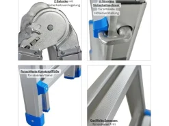 PROREGAL Sprossen-Mehrzweckleiter APOLLO 3-In-1 Aluminiumleiter 4x5 Sprossen Bis Zu 5 M Höhe 150 kg Traglast Klappleiter Stehleiter* Leitern|Klapptritte