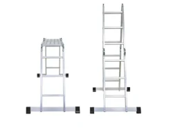 PROREGAL Sprossen-Mehrzweckleiter MULTISTEP mit Gerüstplattform Aluminium 4x3 Sprossen bis zu 3,6 m Höhe Traglast 150kg