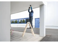 PROREGAL Stufen-Stehleiter Holz Beidseitig Begehbar 2 x 4 Stufen* Klapptritte