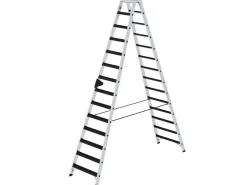 PROREGAL Stufen-Stehleiter Beidseitig Begehbar mit Clip-Step Relax 2 x 14 Stufen* Klapptritte
