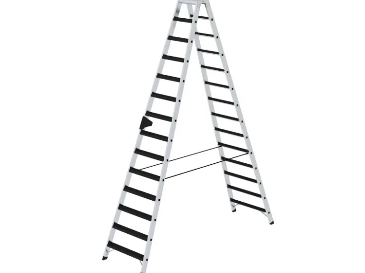 PROREGAL Stufen-Stehleiter Beidseitig Begehbar mit Clip-Step Relax 2 x 14 Stufen* Klapptritte