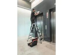 PROREGAL Stufen-Stehleiter Beidseitig Begehbar mit Clip-Step Relax 2 x 14 Stufen* Klapptritte