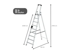 PROREGAL Stufen-Stehleiter Einseitig Begehbar 9 Stufen