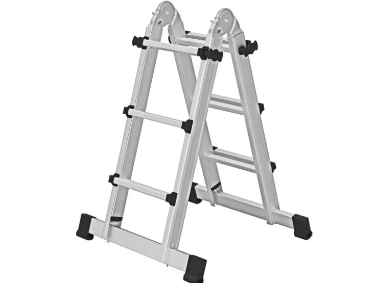 PROREGAL Teleskopleiter 4-Teilig mit Traverse 4 x 3 Sprossen