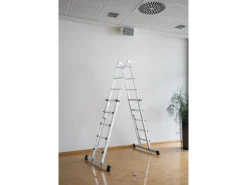 PROREGAL Teleskopleiter 4-Teilig mit Traverse 4 x 4 Sprossen* Klapptritte