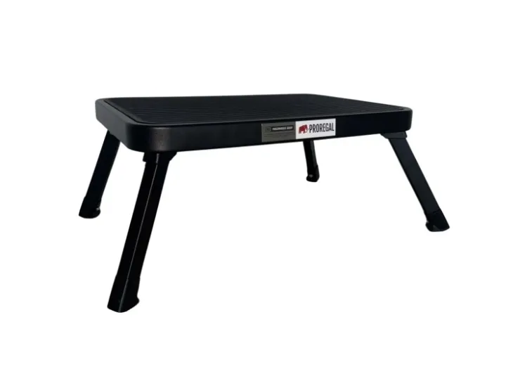 PROREGAL Tritthocker Klappbar 18x47x32cm Traglast 150kg Stahl Matt Schwarz Hocker Klapphocker Falthocker Haushaltsleiter Trittleiter* Hocker