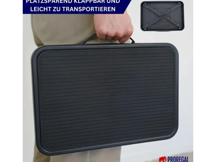 PROREGAL Tritthocker Klappbar 18x47x32cm Traglast 150kg Stahl Matt Schwarz Hocker Klapphocker Falthocker Haushaltsleiter Trittleiter* Hocker