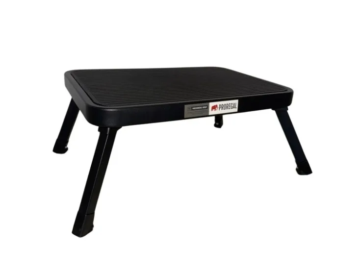 PROREGAL Tritthocker Klappbar 18x47x32cm Traglast 150kg Stahl Matt Schwarz Hocker Klapphocker Falthocker Haushaltsleiter Trittleiter* Hocker