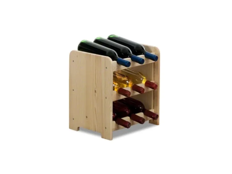 PROREGAL Weinregal Pinotwine C HxBxT 36 x 34,4 x 26,5 cm 9 Flaschen Massives Kiefernholz Natur Unbehandelt* Flaschenregale