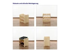 PROREGAL Weinregal Pinotwine C HxBxT 36 x 34,4 x 26,5 cm 9 Flaschen Massives Kiefernholz Natur Unbehandelt* Flaschenregale