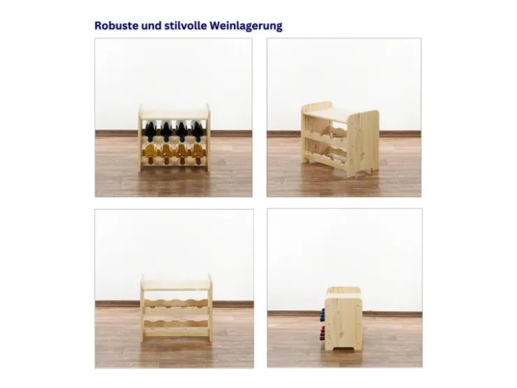 PROREGAL Weinregal Pinotwine C HxBxT 36 x 44 x 26,5 cm 8 Flaschen Massives Kiefernholz Natur Unbehandelt* Flaschenregale
