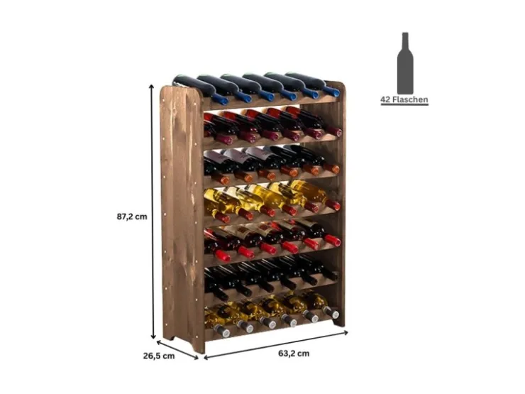 PROREGAL Weinregal Pinotwine C HxBxT 87,2 x 63,2 x 26,5 cm 42 Flaschen Massives Kiefernholz Geölt* Flaschenregale