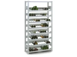 PROREGAL Weinregal Stecksystem T-Profil Grundregal HxBxT 200 x 100 x 30 cm Fachlast 35 kg 8 Ebenene Für 152 Flaschen Lichtgrau