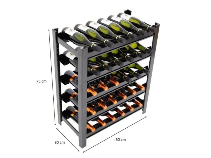 PROREGAL Weinregal Toskana HxBxT 75 x 60 x 30 cm 30 Flaschen Auf 5 Ebenen Schwarz Wein Metallregal Weinständer Flaschenständer* Metallregale|Regale Schwarz
