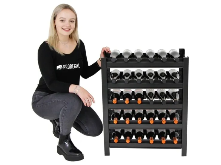 PROREGAL Weinregal Toskana HxBxT 75 x 60 x 30 cm 30 Flaschen Auf 5 Ebenen Schwarz Wein Metallregal Weinständer Flaschenständer* Metallregale|Regale Schwarz