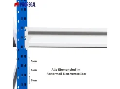 PROREGAL Weitspannregal Maximus Pro Grundregal HxBxT 250 x 200 x 50 cm 2 Ebenen Spanplatten Fachboden Fachlast 690 kg Lichtblau & Lichtgrau* Büroregale