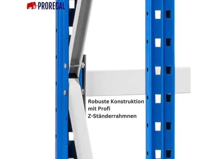 PROREGAL Weitspannregal Maximus Pro Grundregal HxBxT 250 x 200 x 50 cm 2 Ebenen Spanplatten Fachboden Fachlast 690 kg Lichtblau & Lichtgrau* Büroregale