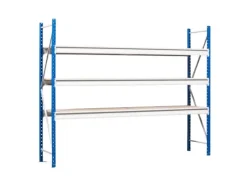 PROREGAL Weitspannregal Maximus Pro Grundregal HxBxT 400 x 250 x 120 cm 4 Ebenen Spanplatten Fachboden Fachlast 530 kg Lichtblau & Lichtgrau