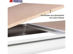 PROREGAL Weitspannregal Maximus Pro Grundregal HxBxT 400 x 250 x 120 cm 4 Ebenen Spanplatten Fachboden Fachlast 530 kg Lichtblau & Lichtgrau