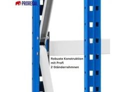 PROREGAL Weitspannregal Maximus Pro Grundregal HxBxT 200 x 200 x 60 cm 4 Ebenen Spanplatten Fachboden Fachlast 690 kg Lichtblau & Lichtgrau