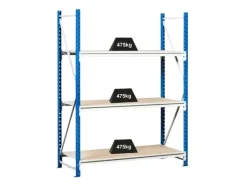 PROREGAL Weitspannregal Maximus Grundregal HxBxT 200 x 200 x 40 cm 7 Ebenen Spanplatten Fachboden Fachlast 400 kg Lichtblau & Lichtgrau