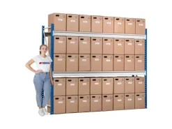 PROREGAL Weitspannregal Maximus Pro Grundregal HxBxT 250 x 175 x 50 cm 4 Ebenen Spanplatten Fachboden Fachlast 770 kg Lichtblau & Lichtgrau* Büroregale