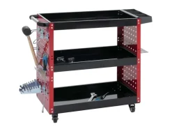 PROREGAL Werkzeugwagen HxBxT 73x90x35cm Rollwagen Werkstattwagen Rollen Handgriff 3 Ladeflächen Lochraster Stahl* Aufbewahrung