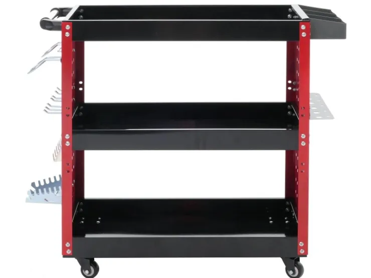 PROREGAL Werkzeugwagen HxBxT 73x90x35cm Rollwagen Werkstattwagen Rollen Handgriff 3 Ladeflächen Lochraster Stahl* Aufbewahrung