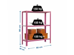 PROREGAL Wohnregal Living Koala Metal mit 3 Fachböden HxBxT 90 x 80 x 30 cm Fachlast 150 kg Rosa/Weiß* Büroregale