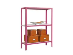 PROREGAL Wohnregal Living Koala Metal mit 3 Fachböden HxBxT 90 x 80 x 30 cm Fachlast 150 kg Rosa/Weiß* Büroregale