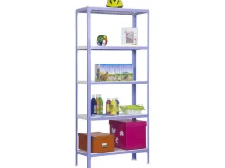 PROREGAL Wohnregal Living Koala Metal mit 5 Fachböden HxBxT 180 x 80 x 30 cm Fachlast 150 kg Lila/Weiß* Büroregale