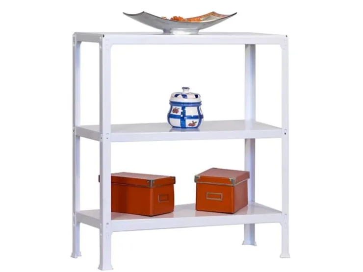 PROREGAL Wohnregal Living Koala Metal mit 3 Fachböden HxBxT 90 x 100 x 30 cm Fachlast 150 kg Weiß/Weiß* Büroregale