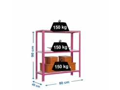 PROREGAL Wohnregal Living Koala Metal mit 3 Fachböden HxBxT 90 x 80 x 40 cm Fachlast 150 kg Rosa/Weiß* Büroregale