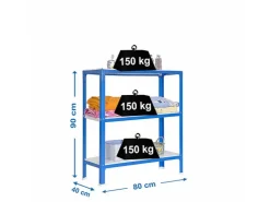 PROREGAL Wohnregal Living Koala Metal mit 3 Fachböden HxBxT 90 x 80 x 40 cm Fachlast 150 kg Blau/Weiß* Büroregale