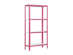 PROREGAL Wohnregal Living Koala Metal mit 4 Fachböden HxBxT 160 x 100 x 30 cm Fachlast 150 kg Rosa/Weiß* Büroregale