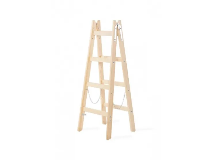 PROREGAL Wood Double Giraffe Holz-Sprossen-Stehleiter mit Sicherheitskette 2 x 5 Sprossen 163 cm Hoch Trittleiter Bockleiter Sprossen-Doppellleiter* Leitern