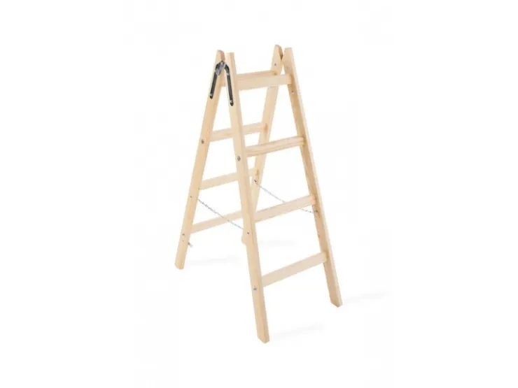 PROREGAL Wood Double Giraffe Holz-Sprossen-Stehleiter mit Sicherheitskette 2 x 6 Sprossen 192 cm Hoch Trittleiter Bockleiter Sprossen-Doppellleiter* Leitern