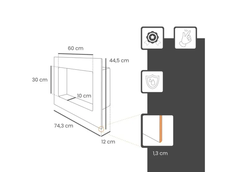PROTEKTOR Wandnische Befliesbar 30cm x 60cm Polysterol Anthrazit