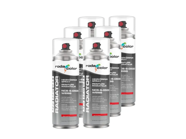 RodaColor Heizkörperspray Sprühlack 400ml NCS S 0500 Weiss 6er Set* Sprühlacke