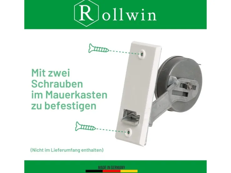 Rollwin Rolladen Gurtwickler Unterputz 105mm Lochabstand Mit 7m Gurt 23mm Rolladengurt Weiß Rollo Wickler Mit Abdeckblende Rollladen Aufwickler* Rollos