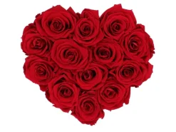 Rosenbox Herz Weiß-Schwarz mit 13 Rosen